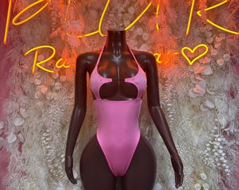 Rave Outfit  - One Piece Pink Festival Bodysuit Outfit,  Dancewear, Party Clubwear