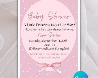 Baby Shower invitation,pink baby shower invitation,baby shower template for girl,editable baby shower template pink,girl baby shower invite