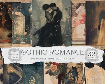 Gothic Romance Journal Kit, Dark Academia, Printable Collage Sheets (Digital Download)