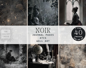 Dark Academia Printable Journal Pages | Vintage Gothic Ephemera (40 Digital Files)