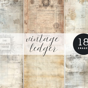 Vintage Ledger Paper Printable | Aged French Handwriting Ephemera for Junk Journals, Grunge Scrapbooking, Collage & Antique Journal Pages