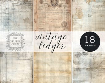 Vintage Ledger Papier | Französische Ephemera, Grunge Scrapbooking (Digitaler Download)