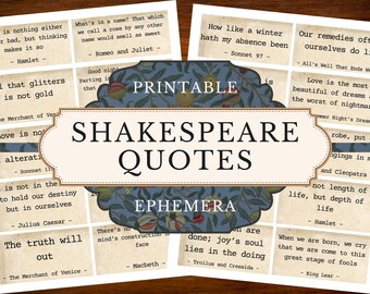 Vintage Shakespeare Quote Cards | Literary Ephemera (Instant Download)