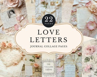 Love Letter Page Collection - Romantic Collage & Layered Junk Journal Images