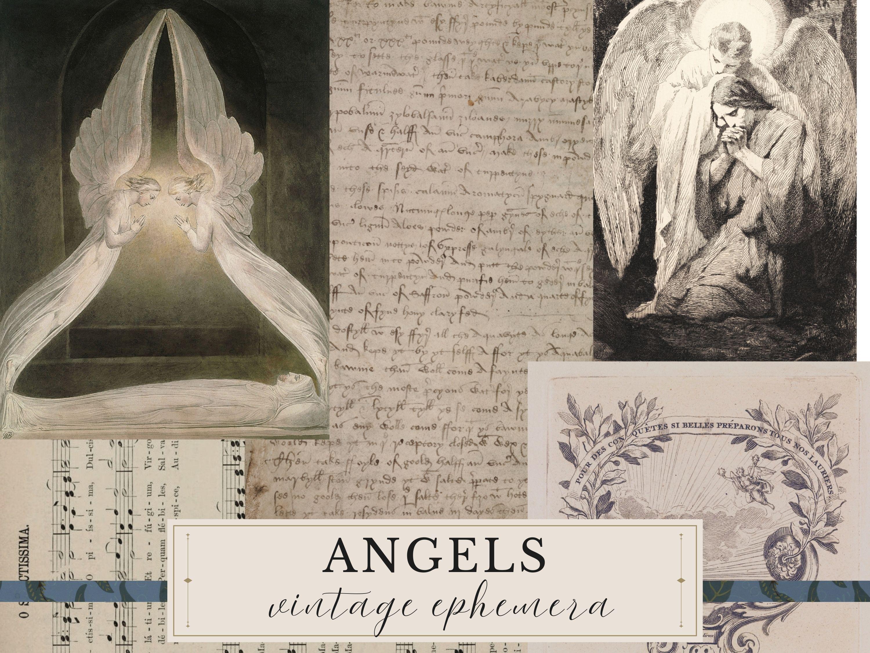 Angel Collection Sheets Angels | Vintage Collage Sheets | Original Ephemera for Junk Journals ...