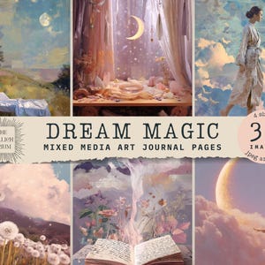 Traum Magie Journal Seiten, verträumte Fantasy Kunst, wunderliches Scrapbook Papier, ätherisches digitales Papier, magische Hintergründe, himmlische Kunst