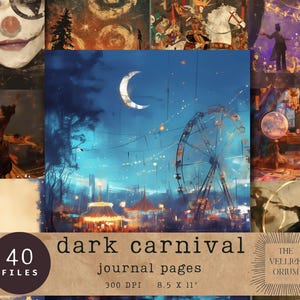 Dark Carnival Junk Journal Pages - Gothic Scrapbook Kit - Dark Circus Ephemera afdrukbare - Mixed Media Art - Haunted Carnival