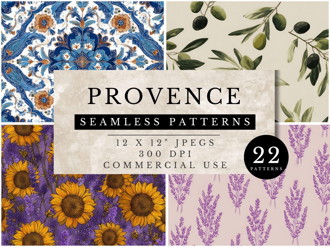 Provence Seamless Patterns | French Country Digital Paper (12x12" Jpegs ...