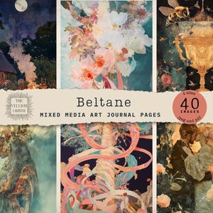 Beltane Digital Journal Pages | Pagan Art, Seasonal Junk Journal | Wheel of the Year  | Scrapbook, Junk Journal, Mixed Media Art