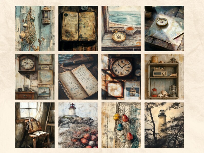 Lighthouse Junk Journal Pages | Vintage Nautical Ephemera (digital ...