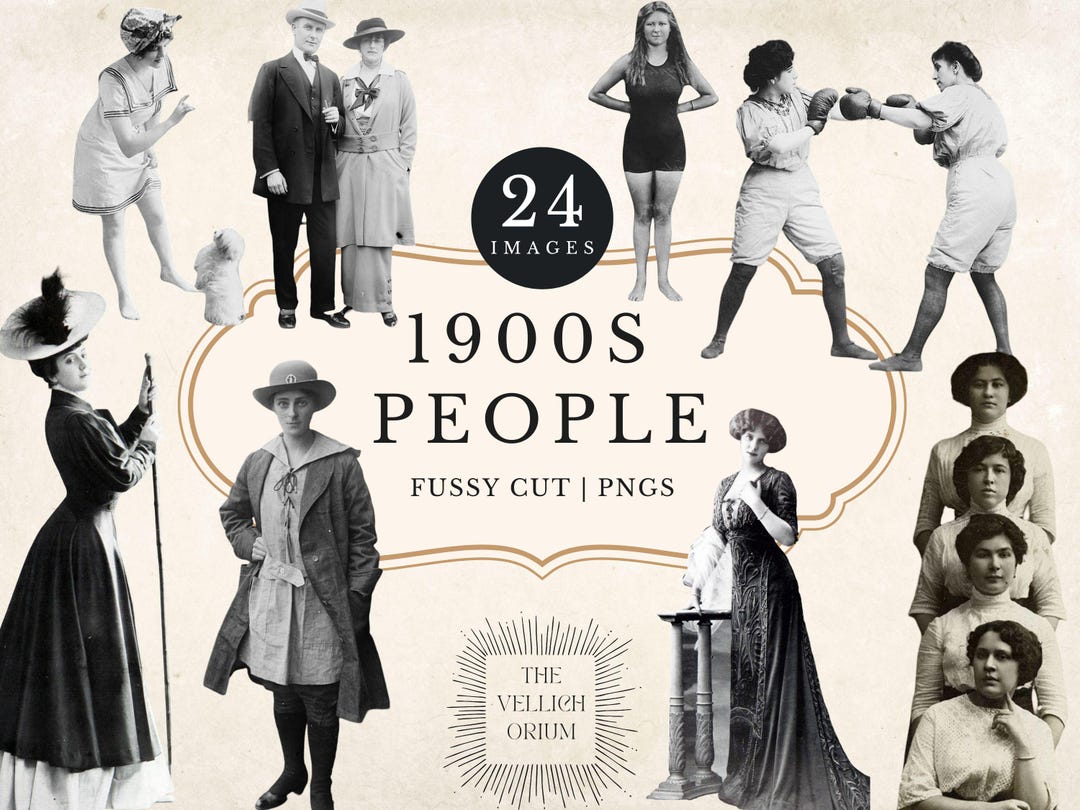 1900s People Clipart Bundle, Vintage Edwardian Women PNG, Antique Photo ...
