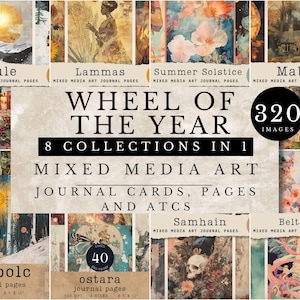 Wheel of the Year Mega Bundle | Mixed Media Art Pages | Junk Journal | Digital Collage | Scrapbook Paper, ATCs and Journal Cards