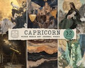 Capricorn Astrology Art Journal Pages | Zodiac Scrapbook Paper (Digital)