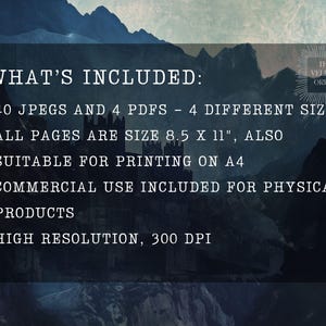 May include: A digital download of 40 JPEG and 4 PDF files of printable pages. The pages are 8.5 x 11 inches and suitable for printing on A4 paper. The download includes commercial use for physical products and is high resolution, 300 DPI.