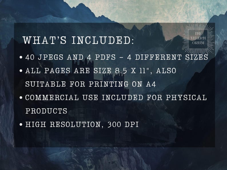 May include: A digital download of 40 JPEG and 4 PDF files of printable pages. The pages are 8.5 x 11 inches and suitable for printing on A4 paper. The download includes commercial use for physical products and is high resolution, 300 DPI.
