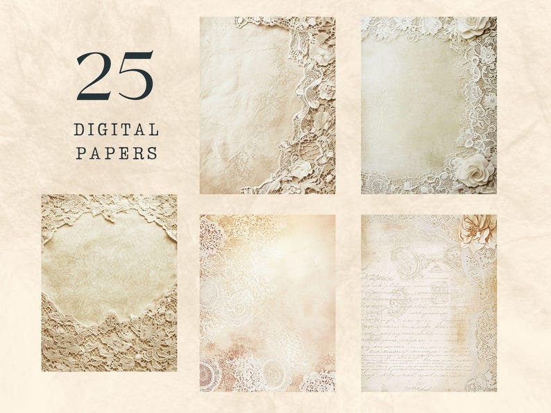 Antique Lace Digital Paper | Junk Journal Ephemera (8.5x11") - Etsy