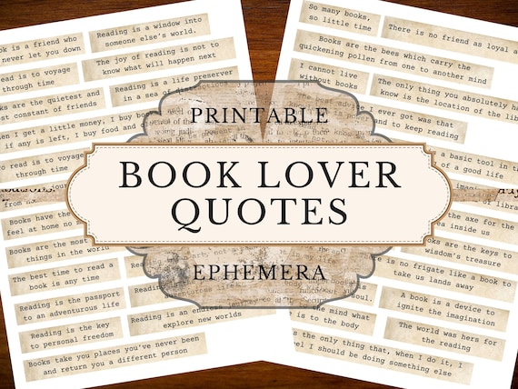 Vintage Book Quotes Printable | Bookish Junk Journal Ephemera | Reading Lover Digital Download | Literary Scrapbooking Pages