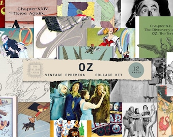Wizard of Oz Vintage Ephemera, Printable Scrapbook Paper (PDF)