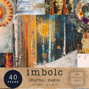 Strony dziennika cyfrowego Imbolc | Sztuka pogańska, Dziennik śmieci zimowych | Koło roku | Album ze zdjęciami, Dziennik śmieci, Technika mieszana