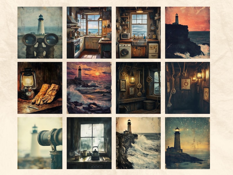 Lighthouse Junk Journal Pages | Vintage Nautical Ephemera (digital ...