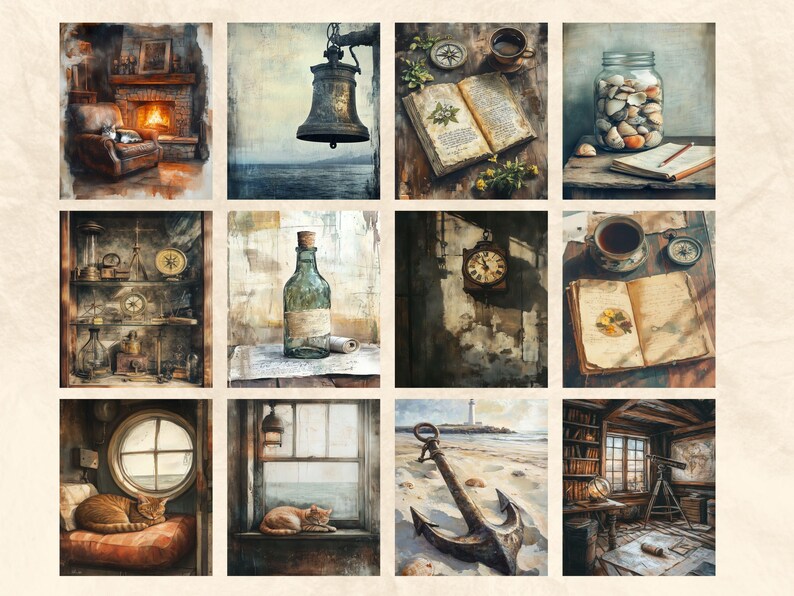 Lighthouse Junk Journal Pages | Vintage Nautical Ephemera (digital ...