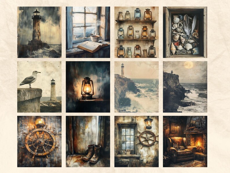 Lighthouse Junk Journal Pages | Vintage Nautical Ephemera (digital ...