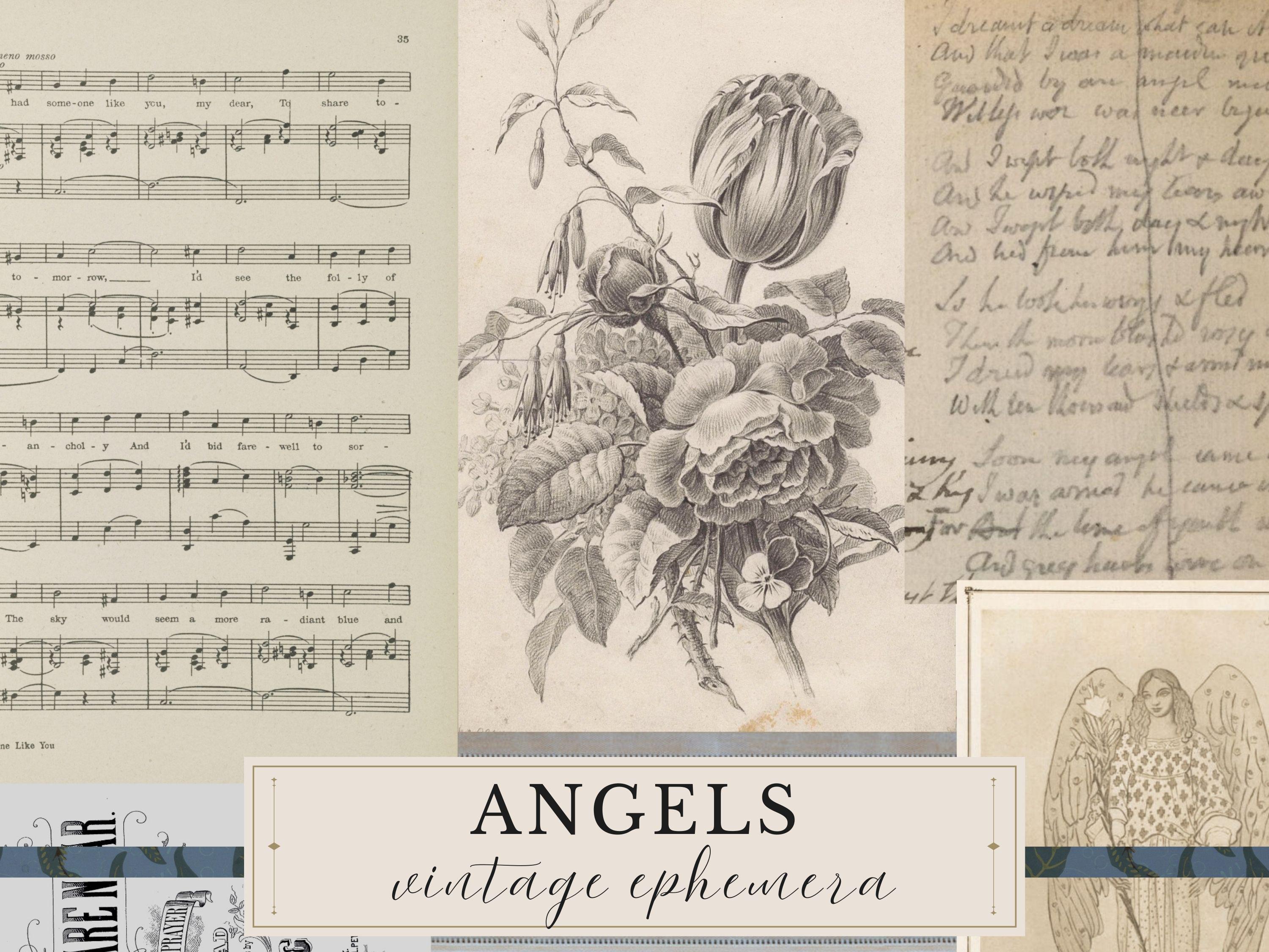 Angel Collection Sheets Angels | Vintage Collage Sheets | Original Ephemera for Junk Journals ...