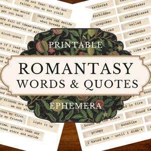 Romantyczne cytaty i słowa | Dziennik fantasy | Mroczne romantyczne ephemera | Wydrukowalne strony książkowego albumu | Literackie strony do scrapbookingu