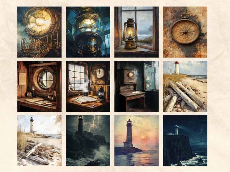 Lighthouse Junk Journal Pages | Vintage Nautical Ephemera (digital ...