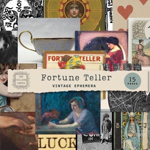 Effimere vintage di cartomante, tarocchi e astrologia, arte mistica – Autentiche effimere vintage per collage, scrapbooking, diario di scarto