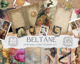 Beltane Printable Junk Journal Kit | Pagan Spring Journal Pages and Ephemera