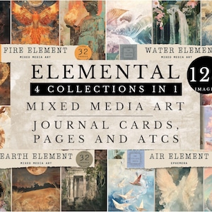 ELEMENTAL Collection Bundle | Mixed Media Art Pages | Junk Journal | Digital Collage | Scrapbook Paper, ATCs and Journal Cards