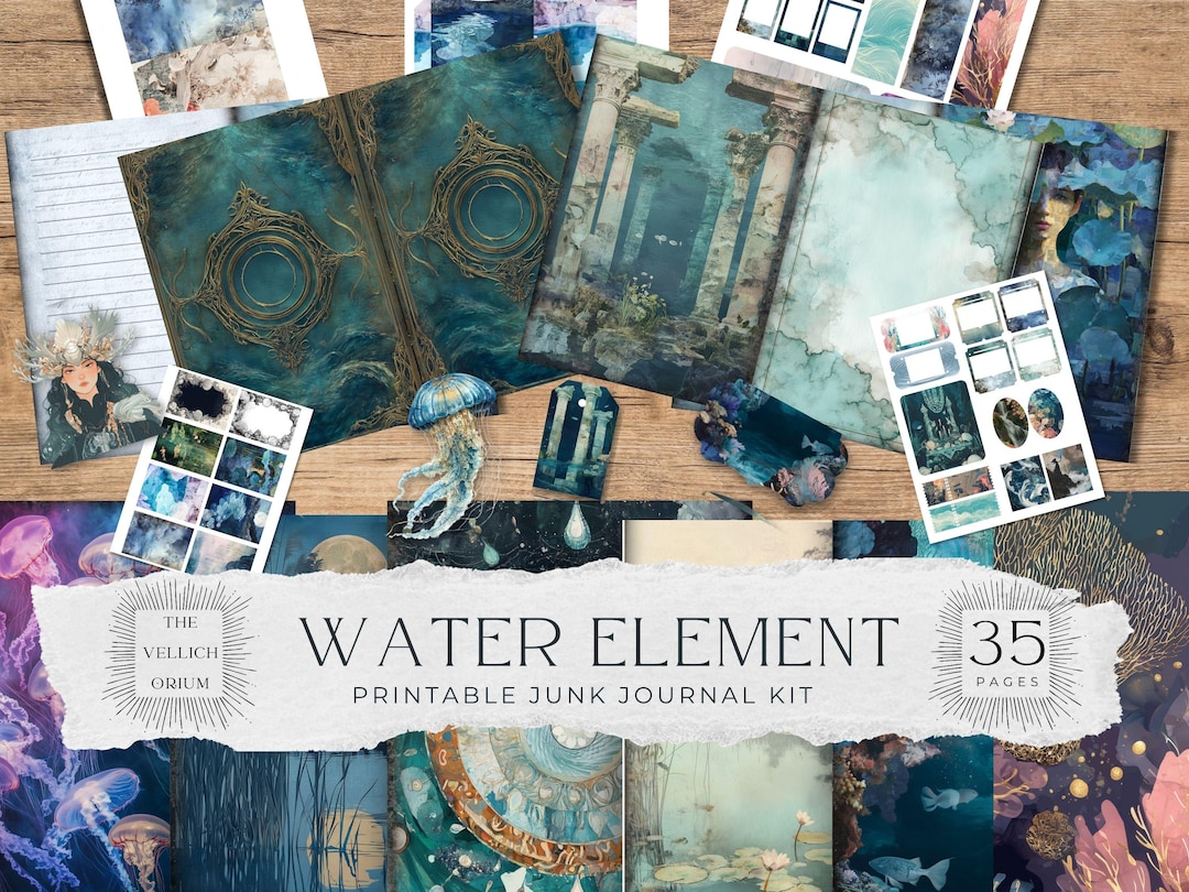 Water Element Printable Junk Journal Kit | Vintage Mystical Sea Journal ...