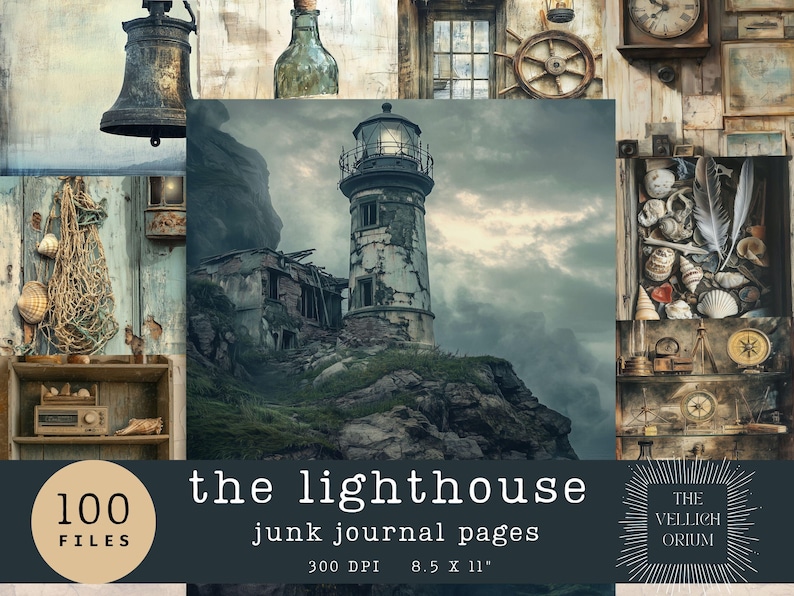 Lighthouse Junk Journal Pages | Vintage Nautical Ephemera (digital ...