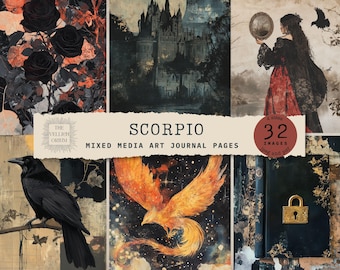 Scorpio Aesthetic Journal Pages | Mixed Media Art (Digital Files)