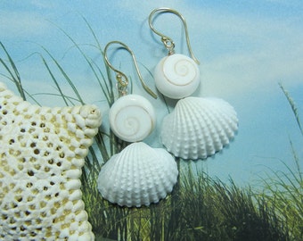 Shiva Eye and Seashell Earrings