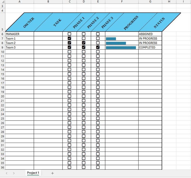 Task Owner Grid Excel Project Tracker for Teams | Business Project Planner With ...