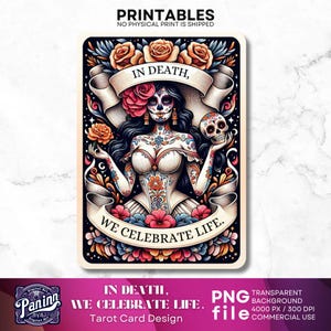 Diade Losmuertos Tarot-Karte, Diadelos Muertos Tarot-Karte, Im Tod feiern wir das Leben Tarot, Lacatrina Tarot-Wand-Dekor, Tarot mexikanischen PNG