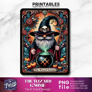 The Wisard gnome Tarot Kartendrucker, gnome kunstvolle Hexe Tarotdeck, Halloween Clip Art Tarot Karte illustrativ, Gothic Zwerge zum Ausdrucken