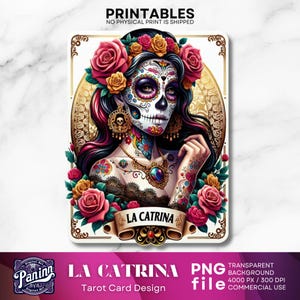 Lacatrina Tarot Card Art, Diade Los Muertos Tarot-Karte, Tarotkarten Deck, Mexicanskull Tarot, Diadelos Muertos Tarot-Karte Illustrativ
