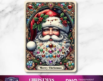 ヴィンテージ クリスマス タロット カード: 弓とベル PNG (デジタル
