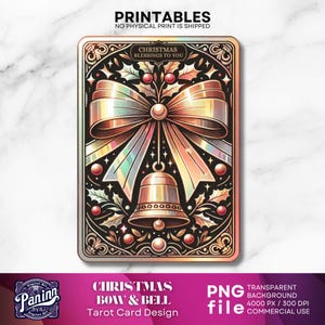 Weihnachten Bowtarot Karte Design, Elegante vintage Tarot Karte Weihnachten, bedruckbar Urlaub Tarot kardieren, Tarot Karte Illustrativ