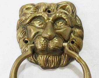 door knocker lion head solid brass Victorian style heavy vintage