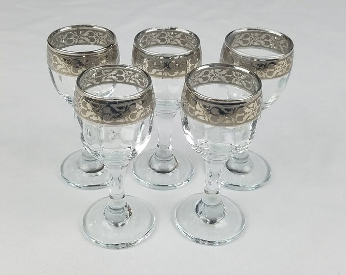 Fostoria Silver Rimmed Wine Glasses Etsy