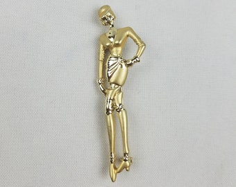 Vintage women lady brooch pin gold tone jewelry