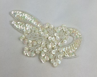 Craft sewing applique sequin beaded Venetian style bridal bow white set of 8