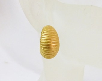 Vintage monet earrings satin finish open hoop gold tone pierced