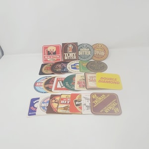 Vintage assorted beer bar coasters man cave bar ware set of 24