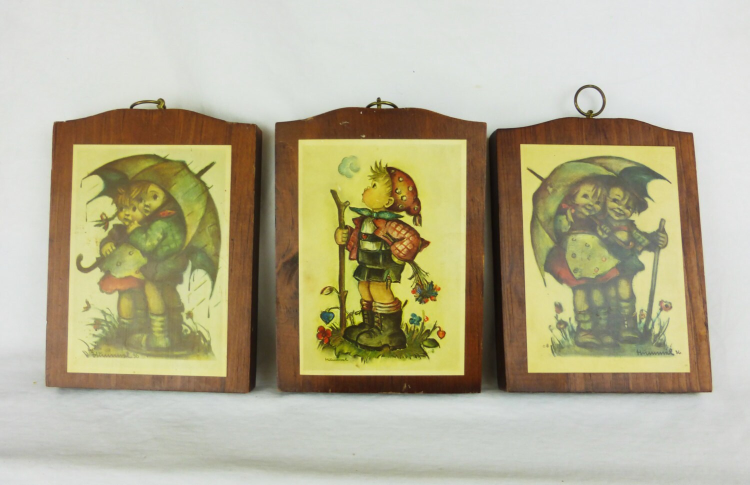 Vtg Hummel 3 Pictures Manchester Wood Handcrafted Wall