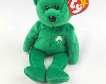 Vtg TY Beanie Baby Erin Bear green 1997 retired, Saint Patrick Day